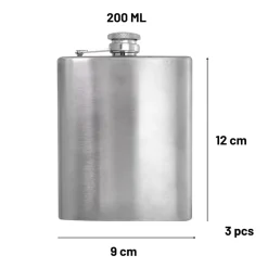HIXA RVS 200ml set van 3 heupflessen
