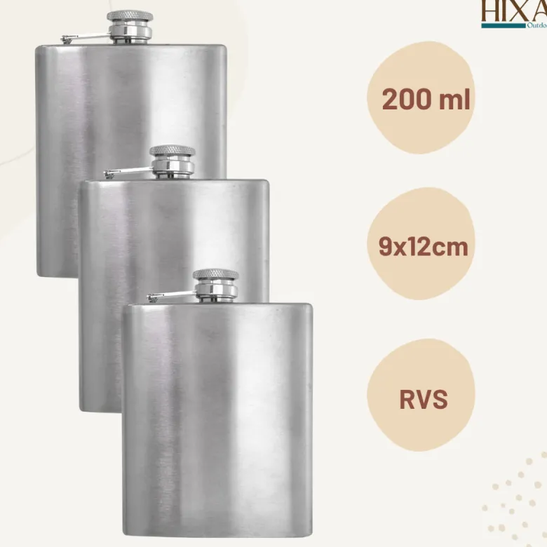 HIXA RVS 200ml set van 3 heupflessen