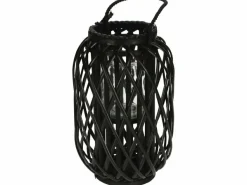 H & S Decoration Ø 26 x 40 cm rieten lantaarn - Black