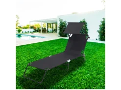 Infinity goods opvouwbaar ligbed met zonnescherm - Black