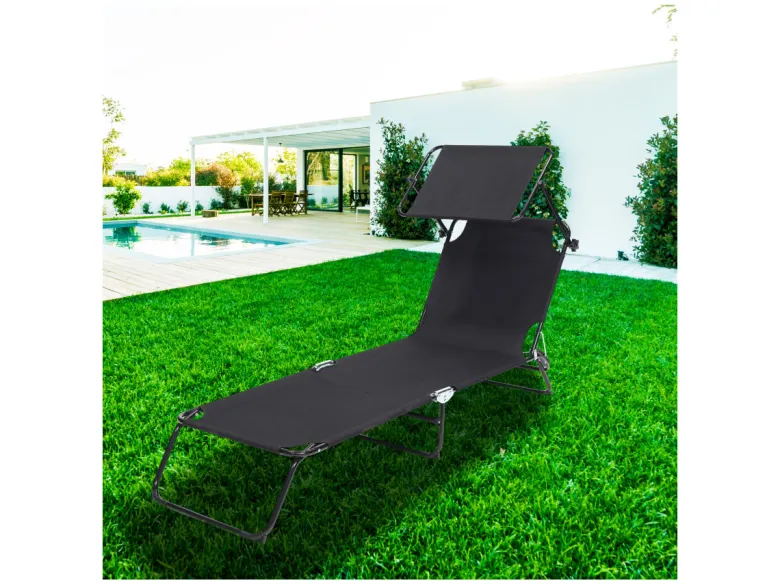 Infinity goods opvouwbaar ligbed met zonnescherm - Black