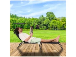 Infinity goods opvouwbaar ligbed met zonnescherm - Black