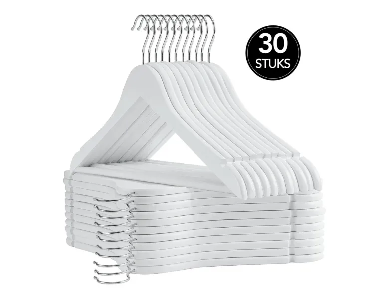 Infinity goods set van 30 houten kledinghangers - White