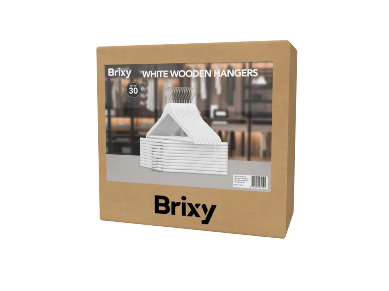 Infinity goods set van 30 houten kledinghangers - White
