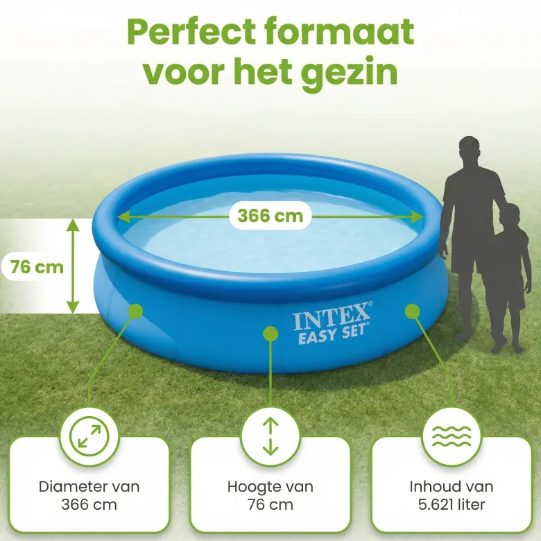 Intex easy set 366x76cm zwembad – 3-delig