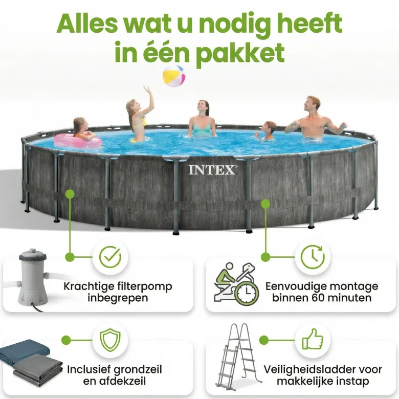 Intex prism greywood 549x122cm zwembad – 6-delig