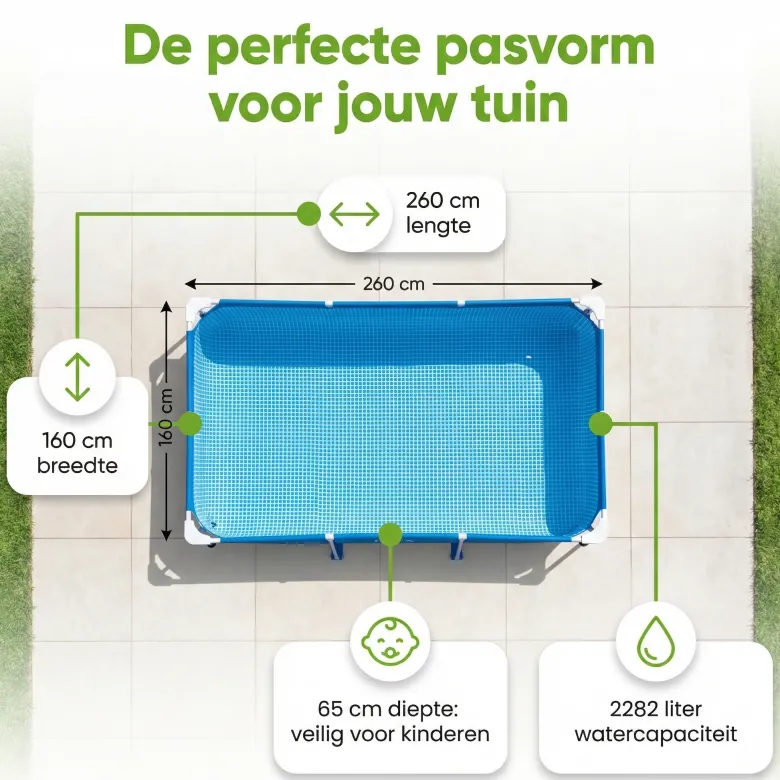 Intex rechthoekig frame 260x160x65cm zwembad