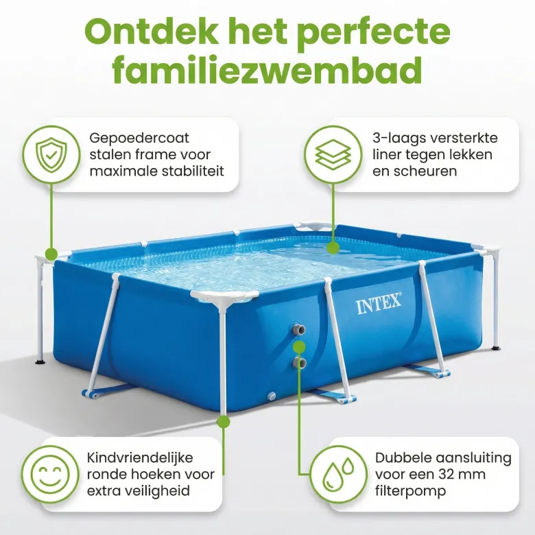 Intex rechthoekig frame 300x200x75cm zwembad
