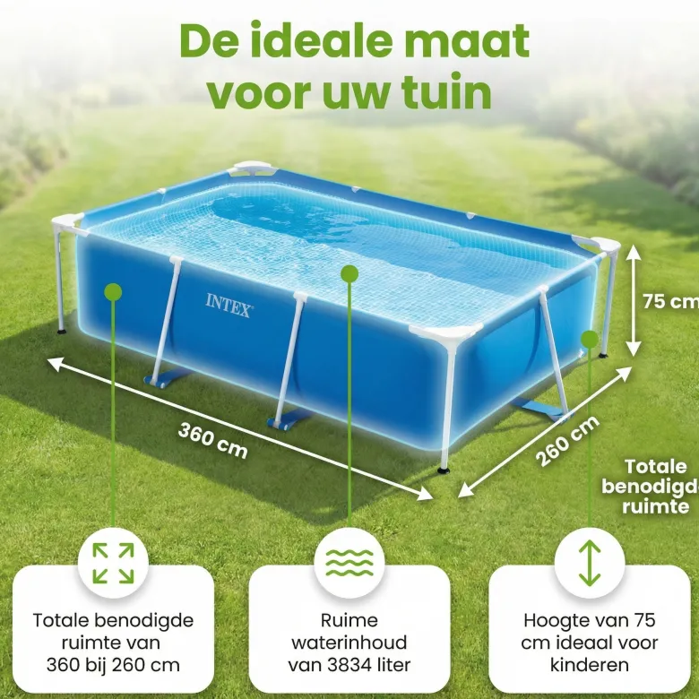 Intex rechthoekig frame 300x200x75cm zwembad