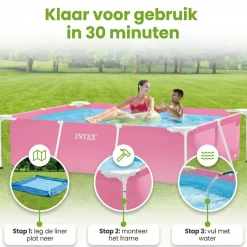 Intex Rechthoekig Frame 220x150x60cm Zwembad - Pink