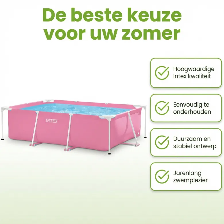Intex Rechthoekig Frame 220x150x60cm Zwembad - Pink