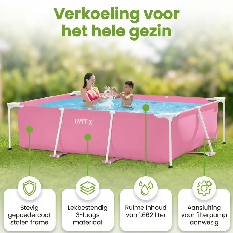 Intex Rechthoekig Frame 220x150x60cm Zwembad - Pink