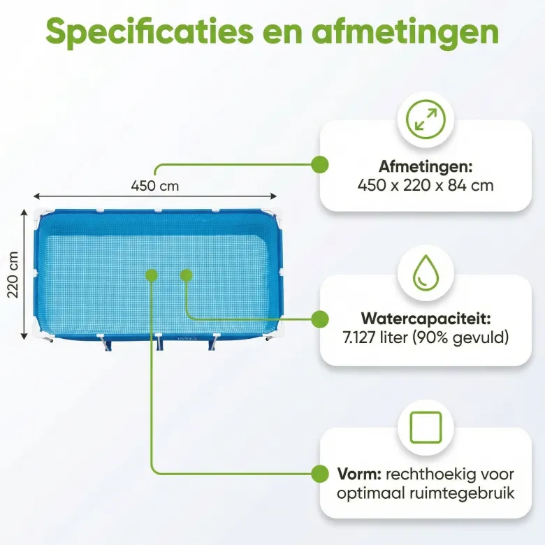 Intex rechthoekig frame 450x220x84cm zwembad