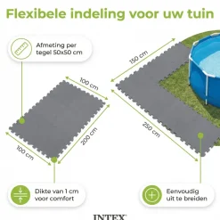 Intex 50 x 50 cm Grey zwembadtegel - Set van 8