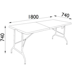 IVOL 180 x 74 cm opvouwbare campingtafel