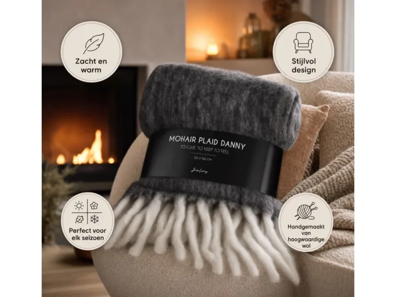 Jens Living Danny 125 x 150 cm Plaid - Anthracite