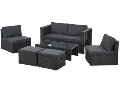 Juskys Salou polyrotan loungeset - Black