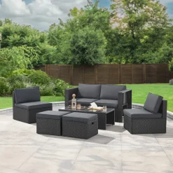 Juskys Salou polyrotan loungeset - Black
