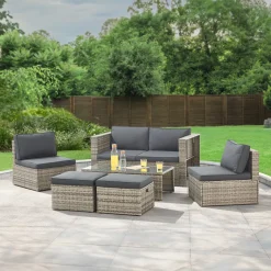 Juskys Salou polyrotan loungeset - Grey