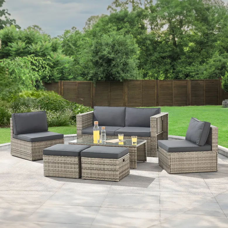 Juskys Salou polyrotan loungeset - Grey