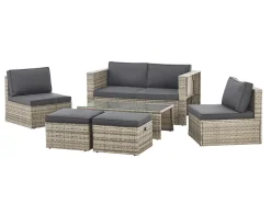 Juskys Salou polyrotan loungeset - Grey