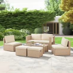 Juskys Salou polyrotan loungeset - Crème