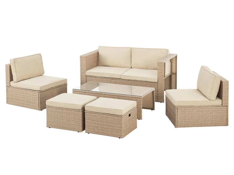 Juskys Salou polyrotan loungeset - Crème