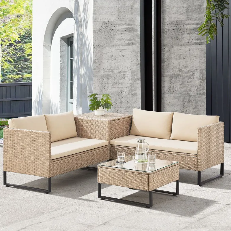 Juskys Santorini Polyrotan Modulair Loungeset - Beige