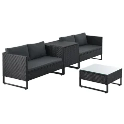 Juskys Santorini Polyrotan Modulair Loungeset - Black