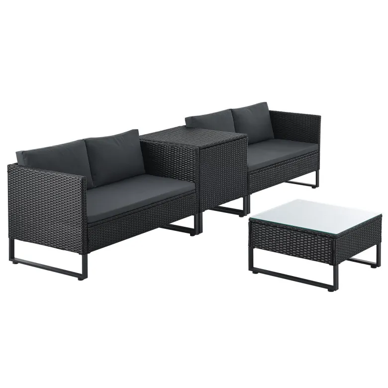 Juskys Santorini Polyrotan Modulair Loungeset - Black