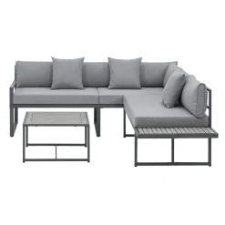 Juskys St. Tropez 4-persoons Loungeset - Anthracite