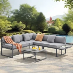 Juskys St. Tropez 4-persoons Loungeset - Anthracite