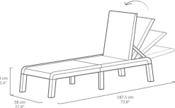 Keter Mallorca ligbed met kussen - Anthracite