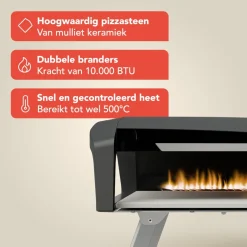 KitchenBrothers dubbele brander Pizza Oven - gas