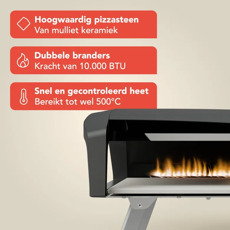 KitchenBrothers dubbele brander Pizza Oven - gas