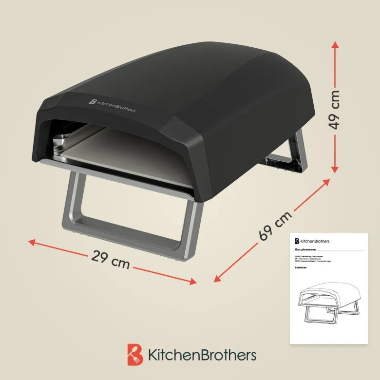 KitchenBrothers dubbele brander Pizza Oven - gas