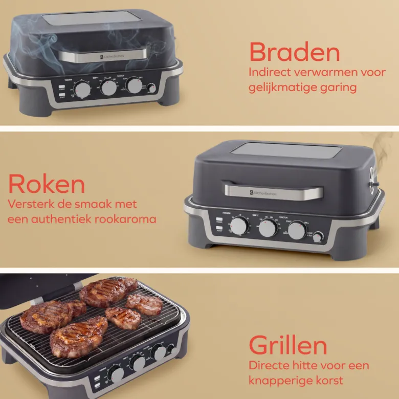 KitchenBrothers elektrische barbecue met kijkvenster