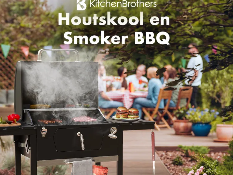 Kitchenbrothers houtskool smoker bbq - black