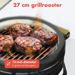 KitchenBrothers 13 Inch Kamado BBQ Deluxe Set - Black