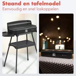 KitchenBrothers 2-in-1 elektrische barbecue - Black