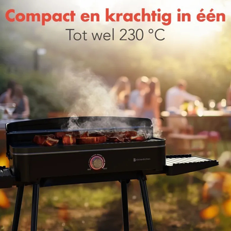 KitchenBrothers 2-in-1 elektrische barbecue - Black