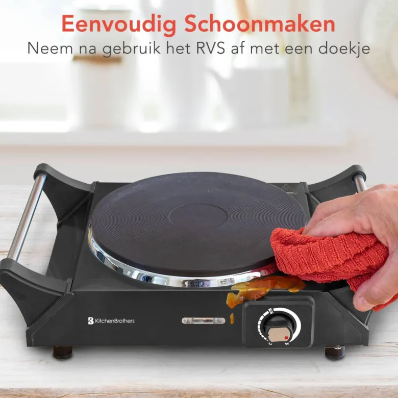KitchenBrothers 1-pits elektrische Kookplaat - Black