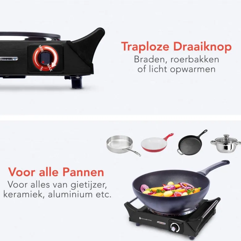 KitchenBrothers 1-pits elektrische Kookplaat - Black