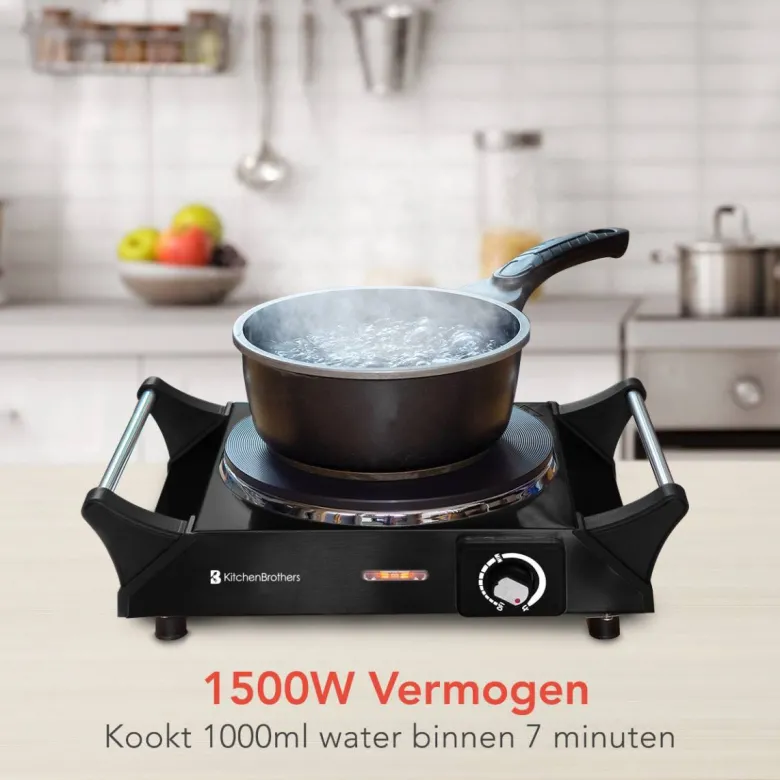 KitchenBrothers 1-pits elektrische Kookplaat - Black