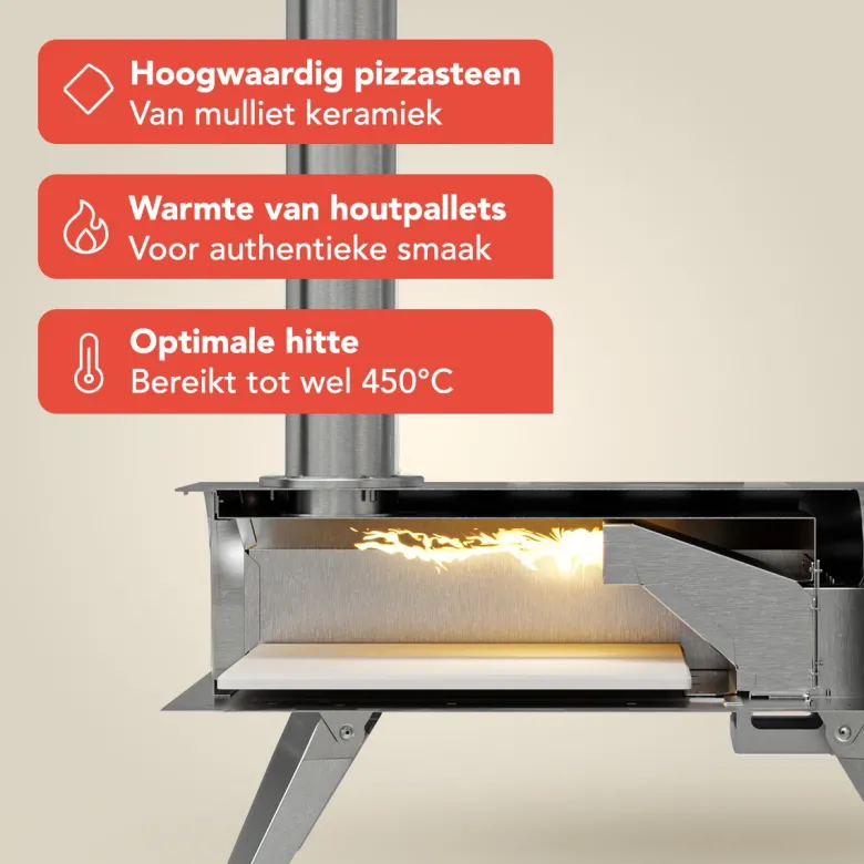 KitchenBrothers RVS hougestookte pizzaoven