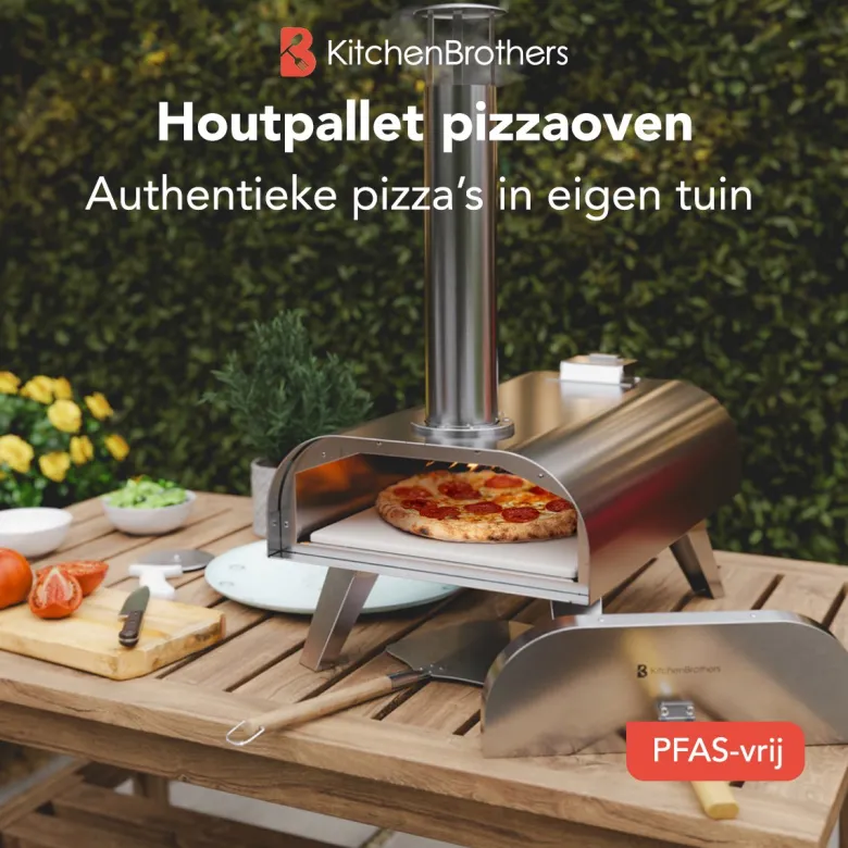 KitchenBrothers RVS hougestookte pizzaoven