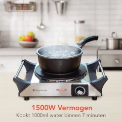 KitchenBrothers RVS 1 pits elektrische kookplaat