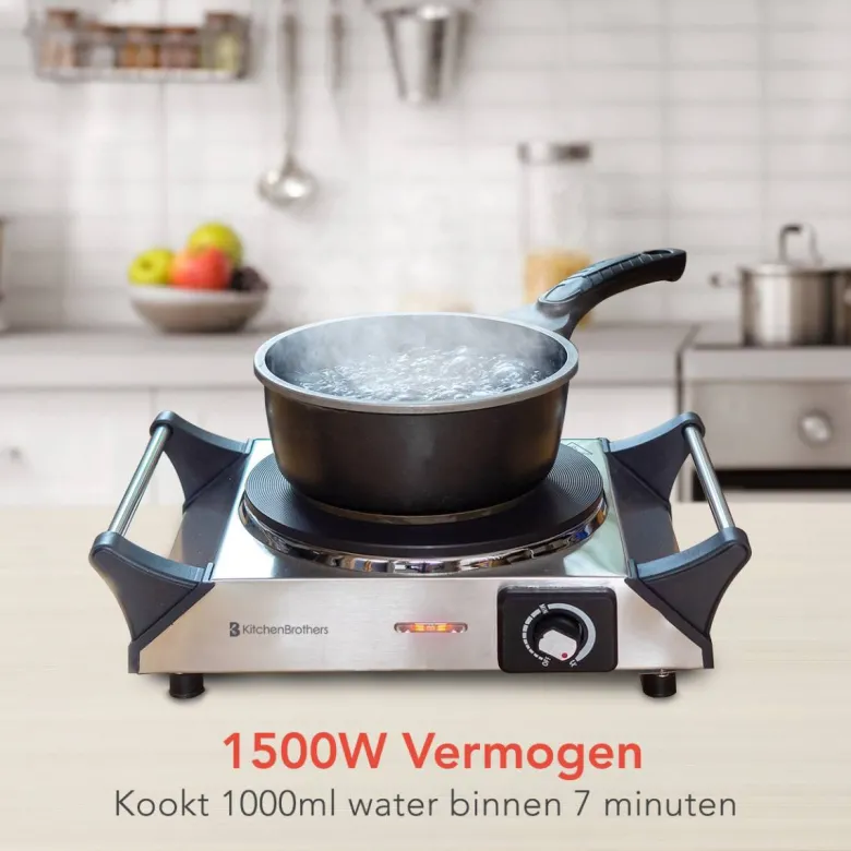 KitchenBrothers RVS 1 pits elektrische kookplaat