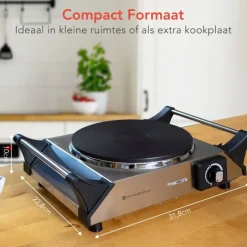 KitchenBrothers RVS 1 pits elektrische kookplaat