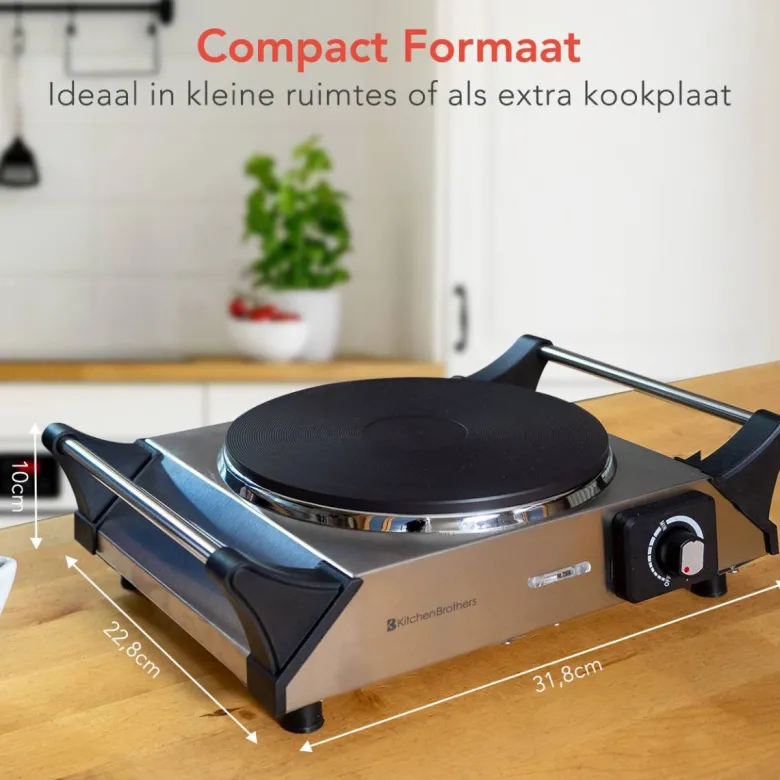 KitchenBrothers RVS 1 pits elektrische kookplaat